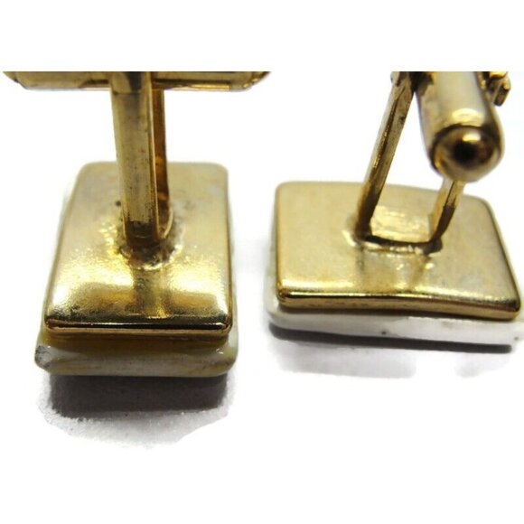 King of Spades Porcelain Cufflinks Gold Tone Tux Shirt Dress Suit Vintage - Picture 11 of 11